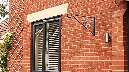 DIVCHI 2x Garden Wall Brackets Hanging Basket Brackets Metal Wall Bracket Gardening Decorative - Flower and Butterfly - Up To 12" Baskets