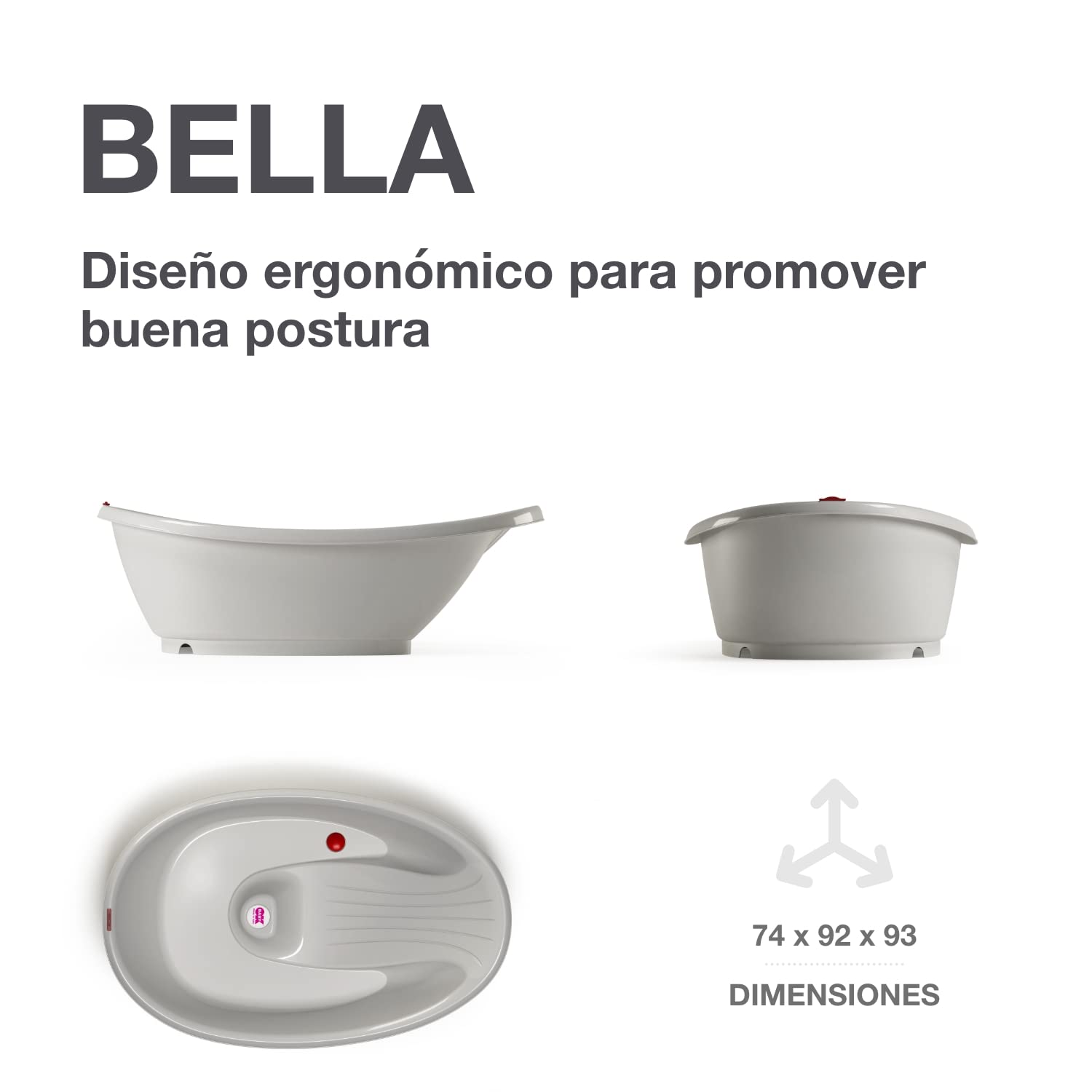 OKBABY Kit Bella bañera más soporte - Perfecto para la hora del baño desde 0-12 meses - Gris