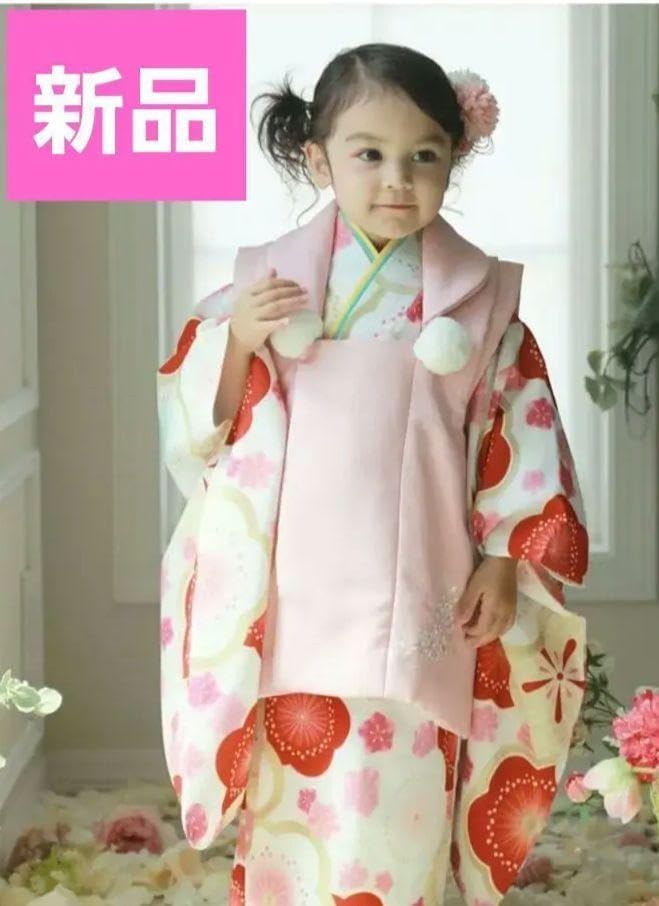 501ag33◎七五三 七歳 女児 着物&袋帯&長襦袢 蝶 枝垂桜 花丸