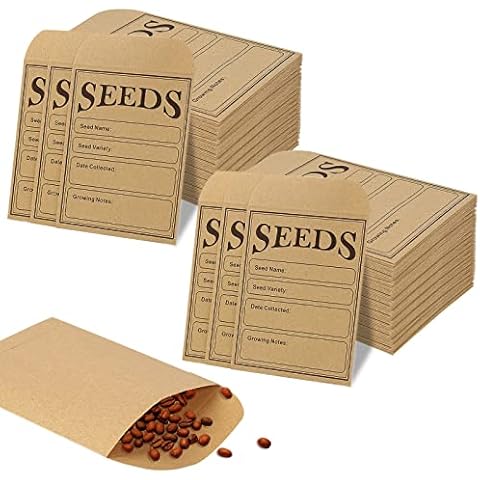 Fuceury 150 Pieces Seed Saving Envelopes, 4.7x3.1 Inch Sealing Kraft Seed Packets Envelopes for Flower Vegetable Seeds Storage Cover