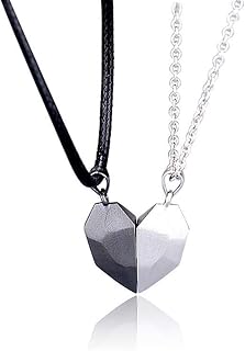 2 Pieces Lovers Heart Pendant Couple Strong Magnetic Distance Heart Pendant Necklace Anniversary for Women Men