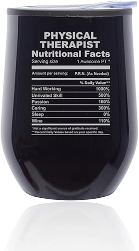 Miniatura 7 de Vaso de vino sin tallo, taza de viaje de café con tapa, datos nutricionales de fisioterapeuta, regalo divertido (oro rosa)