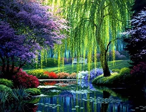 DIY Paint by Numbers Kit for Adults - Spring in The Park | Paint by Number Kit On Canvas for Beginners | Home Wall Decor | Pre-Printed Art-Quality Canvas 20” x 16”, 3 Brushes, Acrylic Paints