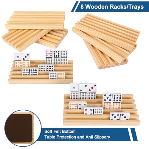 Mexican Train Dominoes set doble 12 con estuche de madera miniatura 5
