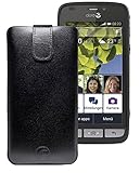 Original Favory Etui Tasche für / Doro Liberto 820 Mini / Leder Etui Handytasche Ledertasche Schutzhülle Hülle Hülle Lasche mit Rückzugfunktion* in Schwarz