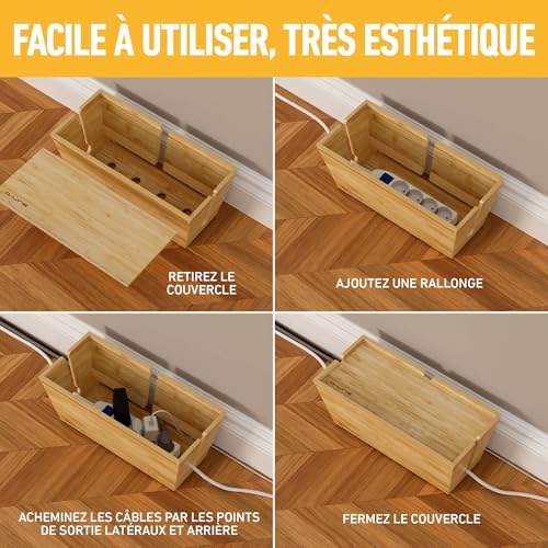 Organisateur de cordons en bois pour bureau et salon D-Line - 4