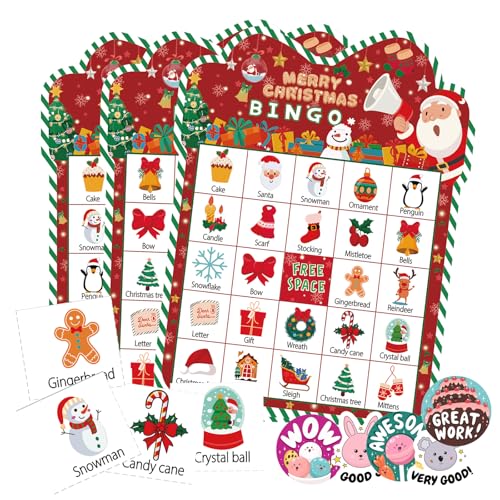 Christmas Bingo Game, 24 Players Christmas Bingo Cards,Christmas ...