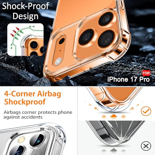 Image of TheGiftKart Crystal Clear Back Cover Case for iPhone 17 Pro | 360 Degree Protection | Shock Proof Design | Transparent Back Cover Case for iPhone 17 Pro (PC & TPU, Transparent Bumper)