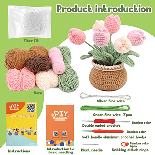 Kgxulr Crochet Kit For Beginners, Tulip Crochet Kit Beginner Crochet Starter Kit For Complete Beginners Adults, Crocheting Knitting Kit With Step-By-Step Video Tutorials (Tulip) #TOP1