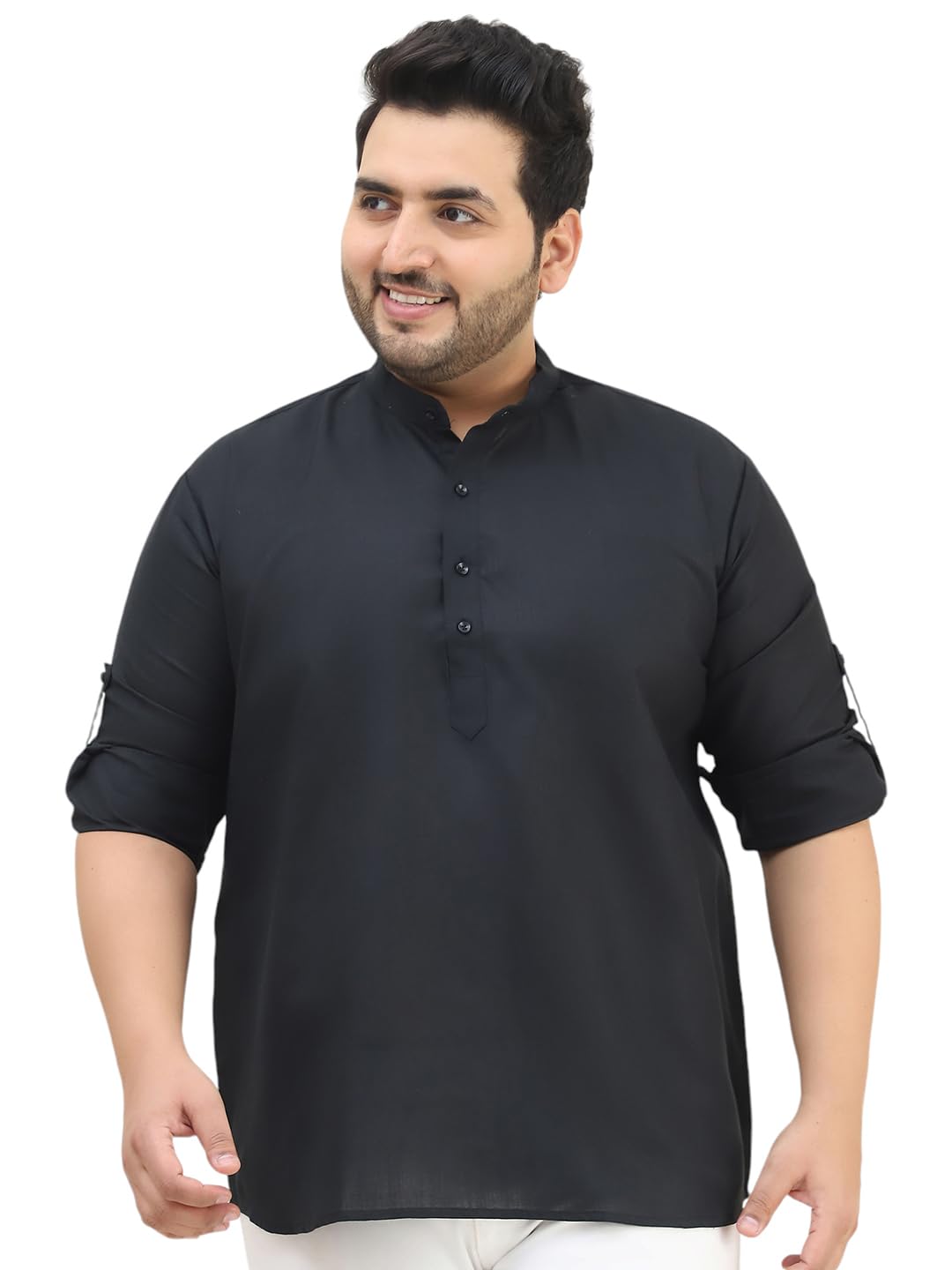 Sojanya Plus(Since 1958), Men's Cotton Black Short Kurta