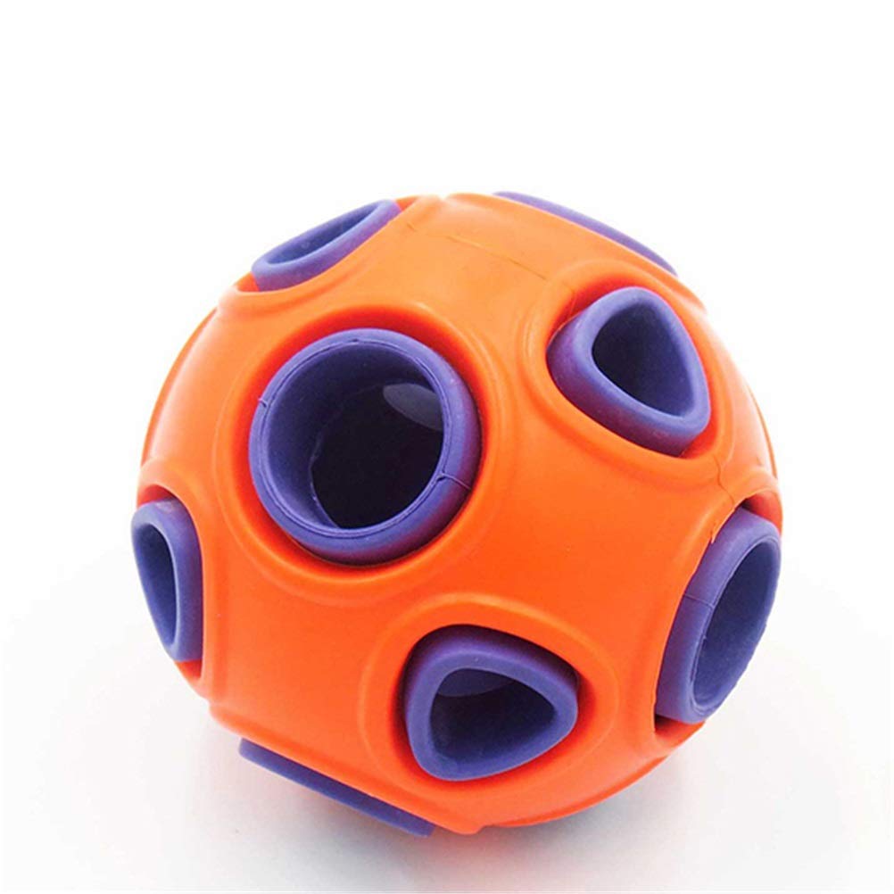 MU Gile Bounce Food Dispenser Palla per Cani Chew Masticare in Gomma Cassaforte Cassaforte Pet Interactive Pet Toys Bell Giochi Denti Pulizia,Arancia