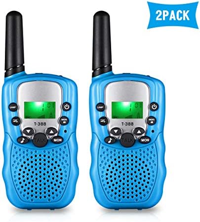 Aurho Walkie Talkies for Kids 2 Pack Gift for Girls/Boys 22 Channels Two Way Radio 2 Miles Range Flashlight LCD Walkie Talkies for Outdoor Adventures, Camping, Hiking Blue