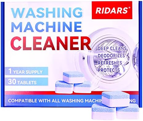 Ridars Washing Machine Cleaner Descaler – Deep Cleaning Washer Cleaner Tablets for Top Load Washer HE And Front Loader, Highly Efficient Septic Safe Deodorizer, 30 Tablets…