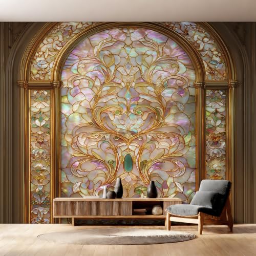 Papier peint vitrail vintage pour créer un salon lumineux et chaleureux