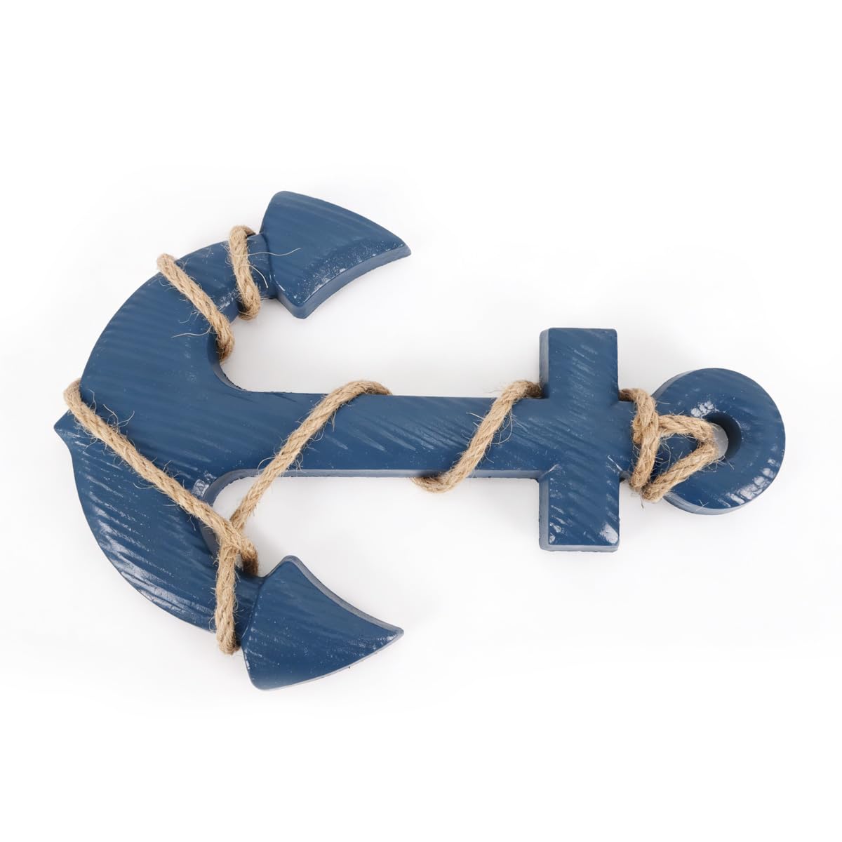 Gutol Set di decorazioni nautiche in legno da 2 pezzi: timone da 28 cm e ancora da 33 cm con corda per decorazioni da parete e da appendere alla porta