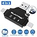 4 in 1 SD Card Reader for iPhone ipad Android Mac PC Camera,Micro SD Card Reader SD Card Adapter Portable Memory Card Reader Trail Camera Viewer for SD and TF Card