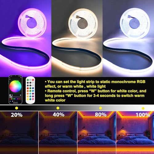 Tira LED RGBW COB 32.8 FT 24V con control WiFi y remoto miniatura 2