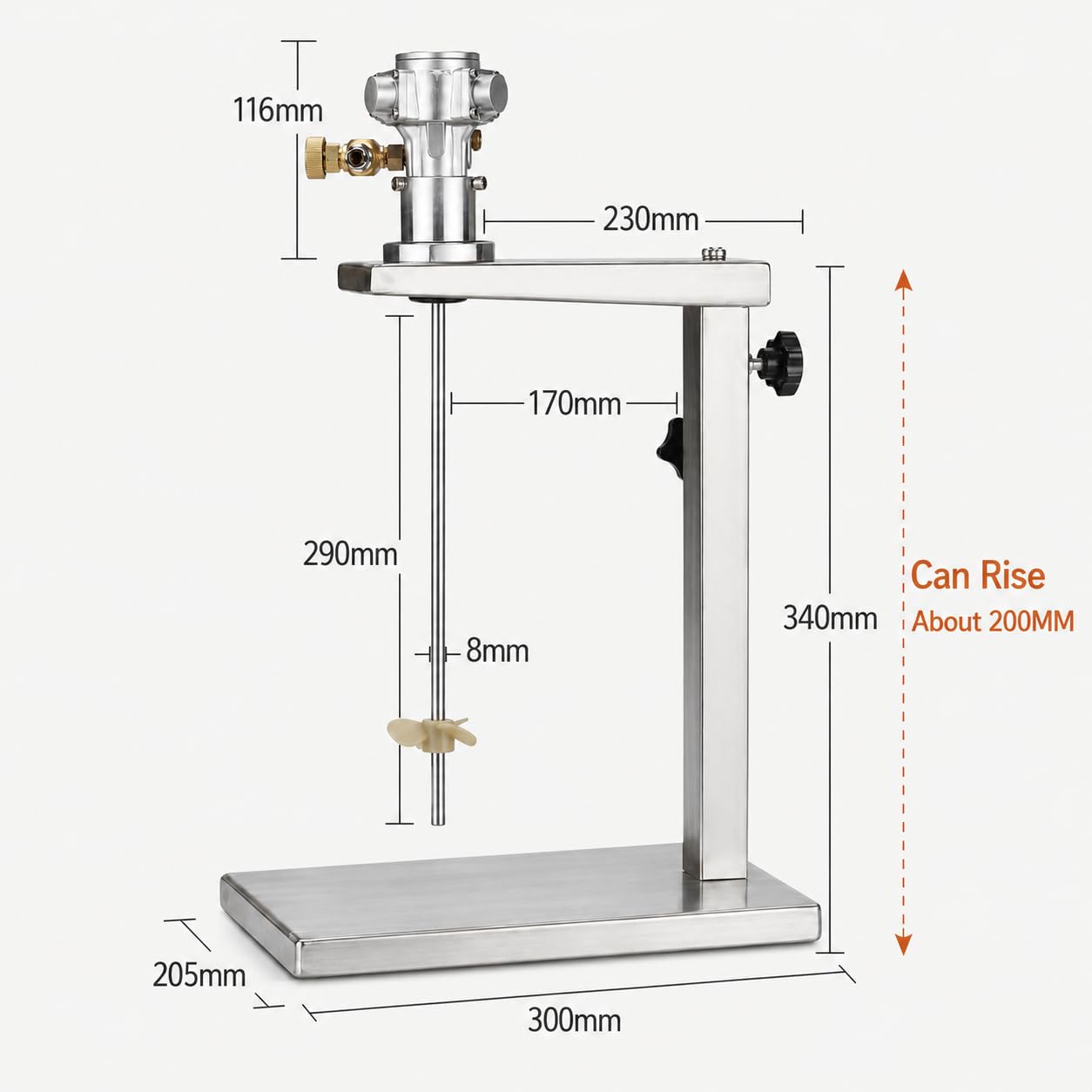 Miscelatore pneumatico per vernice, 5 l, 50-3200 giri/min, con supporto