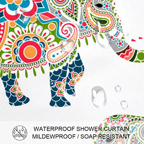 Rideau de douche éléphant 152x183 cm imperméable avec 12 crochets - 4