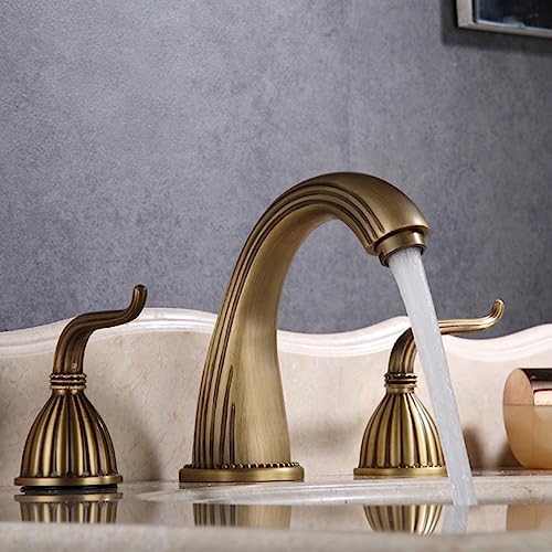 Robinet de salle de bain 3 trous à double poignée pour un réglage précis eau chaude froide