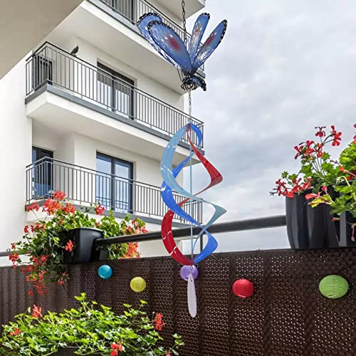 John's Studio Hanging Garden Wind Spinner - Metal Butterfly Windmill Outdoor Decoration Kinetic 3D Wind Sculpture Ornament For Home Patio And Yard - 33 Inches #TOP6
