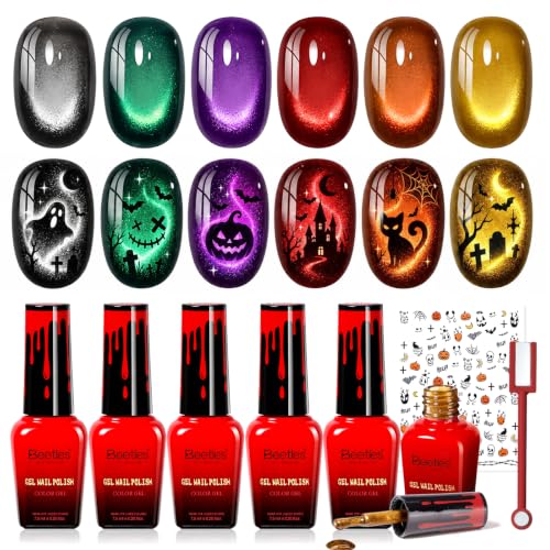 Beetles Halloween Box Cat Eye Gel Nail Polish Set, Witch Potion 6...