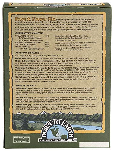 Down to Earth Organic Rose & Flower Fertilizer Mix 4-8-4, 5 lb - Thumbnail 2