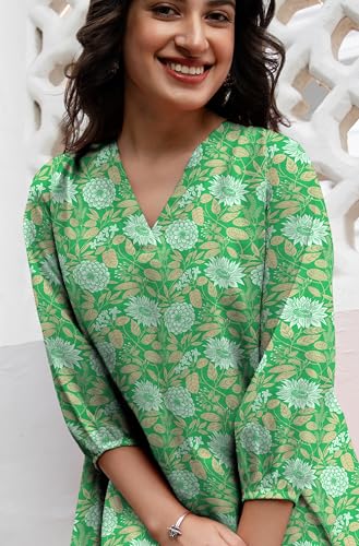 Image of Janasya Women's Georgette Floral Regular Tunic