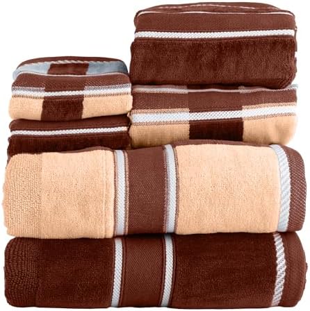Lavish Home 6 Piece Bathroom Towels Set - 525 GSM 100% Cotton Bathroom Accessories - 2 Bath Sheets, 2 Hand Cloths , and 2 Wash Cloths - Soft Towel Set for Shower, Gym, Dorm, and Spa (Beige)