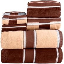 Lavish Home 6 Piece Bathroom Towels Set - 525 GSM 100% Cotton Bathroom Accessories - 2 Bath Sheets, 2 Hand Cloths , and 2 Wash Cloths - Soft Towel Set for Shower, Gym, Dorm, and Spa Beige