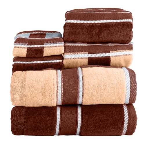 Lavish Home 6 Piece Bathroom Towels Set - 525 GSM 100% Cotton Bathroom Accessories - 2 Bath Sheets, 2 Hand Cloths , and 2 Wash Cloths - Soft Towel Set for Shower, Gym, Dorm, and Spa (Beige) by Lavish Home - Used condition - US$31.72