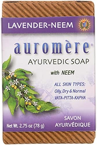 Auromere Ayurvedic Bar Soap, Lavender Neem - Eco Friendly, Handmade, Vegan, Cruelty Free, Natural, Non GMO (2.75 oz), 1 pack