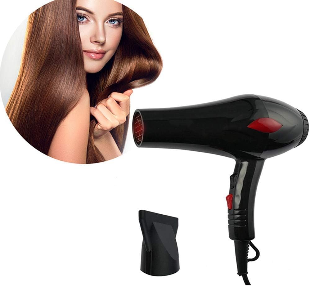 TRYSHA Professional Hair Dryer 2000W Ionic Dryer Negative for Quick Drying Heat Setting 3 Temperature Settings / 2 Speeds with 1 Hub low noise hair dryer (Color : Black)
