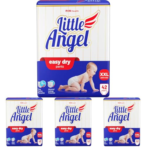Image of Little Angel Unisex Child Easy Dry Pull-Up Diaper Pants,Above 15 Kgs - XXL (42 Pieces) (Pack of 4)