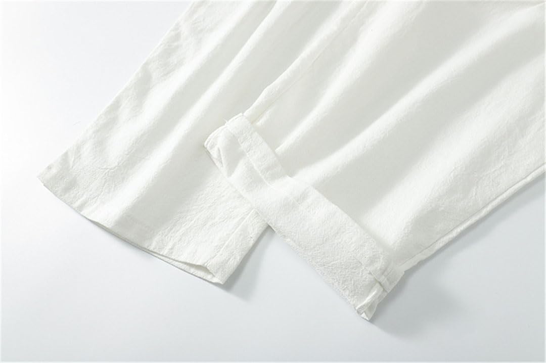 Pantalones De Talla Grande Pantalones De Lino De Verano Pantalones Casuales De Lino hasta El Tobillo para Hombres