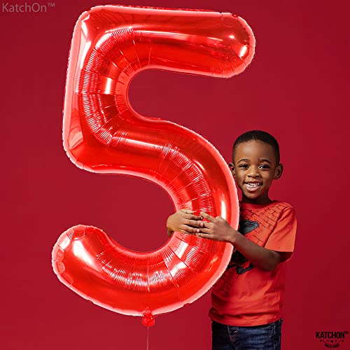 Image of KatchOn, Red Number 5 Balloon - 40 Inch | Happy 5th Birthday Balloons