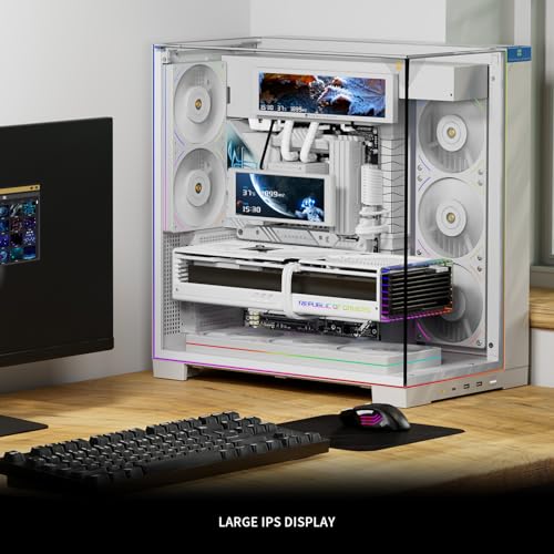 Image of Trofeo Vision 9.16 LCD White, 9.16-inch Full-Color LCD Magnetic Display Screen, 1920x480 Resolution, Easy to Install,Master CPU /GPU Temperature(White)