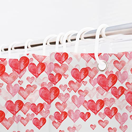 Shengjun 72X72 Valentine's Day Shower Curtains, Falling Red Love Hearts Holiday Bathroom Curtains, Valentines Lovers Couples Romantic Decors, Home Fabric Waterproof Shower Curtain Set With 12 Hooks … #TOP4