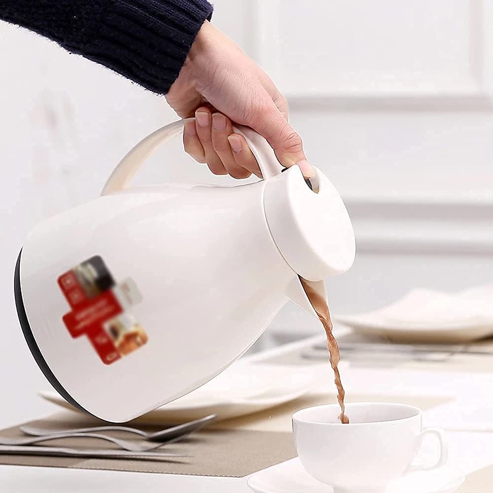 Termo Aislado 1000ml Mini pequeño Estilo Europeo Dibujos Animados Café Termo Frasco Revestimiento de Vidrio Olla al vacío Hervidor Botella de Agua térmica (Amarillo)
