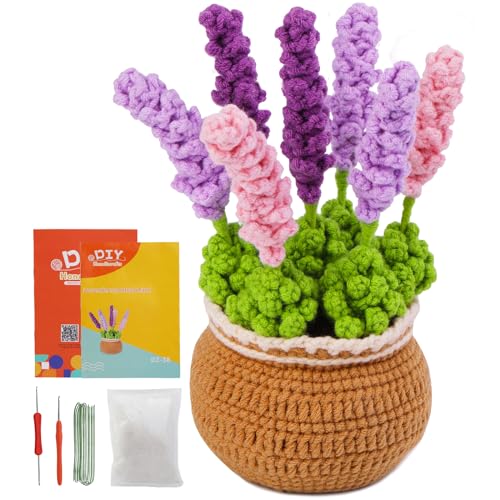 Image of kgxulr Crochet Kit, Crochet Kit for Beginners Flowers, Purple Lavender