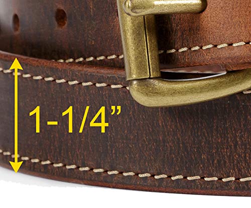 Distressed, Full Grain Leather, Stitched Design Belt, Worn Leather Look, 100% Leather, Made in USA4