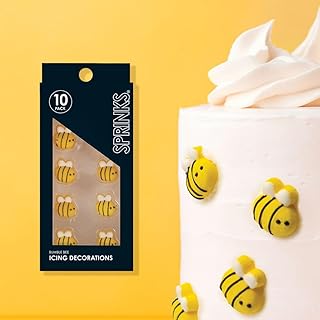 Sprinks Bumble Bee Icing Decorations | 10 Pack | Edible Toppers for Cupcakes Cookies Cakes | Birthday Decorating | Special...
