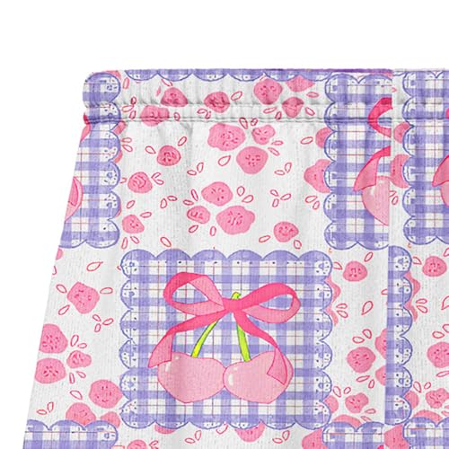 LQSZ Girls' 3-Piece Pajama Set - Short Sleeve Top, Shorts & Long Pants Soft Sleepwear for Kids Cute Printed Nightwear4