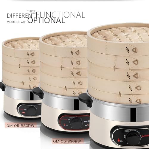 Electric Food Steamer, 2-Tier Bamboo Steamer, 1500W with 60 Min Timer, Auto Shut-Off & Boil Dry Protection for Cooking Vegetables