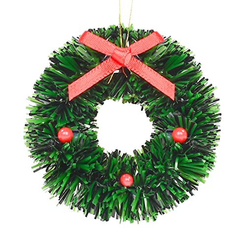 2 Stück 4cm Mini Weihnachtsschmuck Kranz, Miniatur Weihnachtskranz,...