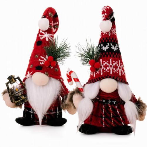 Wndgh Set of 2 Christmas Gonk Plush Ornaments Decor, Red Hat Gnome