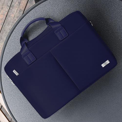 Image of GRIPP Hugo Laptop Sleeve Bag for Laptop /MacBook up to 14 Inch, Detachable Shoulder Strap, Carry Handle, Trolley Sleeve, Tablet Compartment, Multiple Organisers, Office and Travel Bag - Blue
