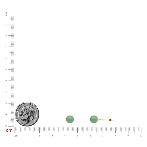 Miniatura 3 de Jade Earrings Studs, 6mm Green Jade Earrings for Women, 14K Gold Plated Stud Earrings for Sensitive Ears, Jade Jewelry for Women & Men, Good Luck
