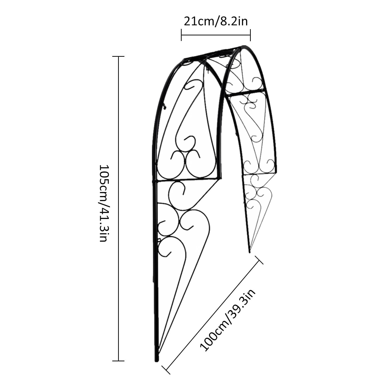 Arche à Rosiers Arche de Jardin Murale Treillis en métal Support pour Plantes grimpantes Arceau à Rosiers Pergola Semi-Circulaire pour fenêtres Portes Entrées