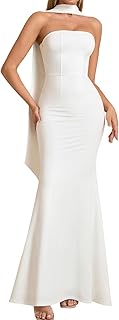 2026 Women's Bodycon Formal Maxi Dresses Elegant Tube Summer Wedding Guest Cocktail Party Dress with Scarf